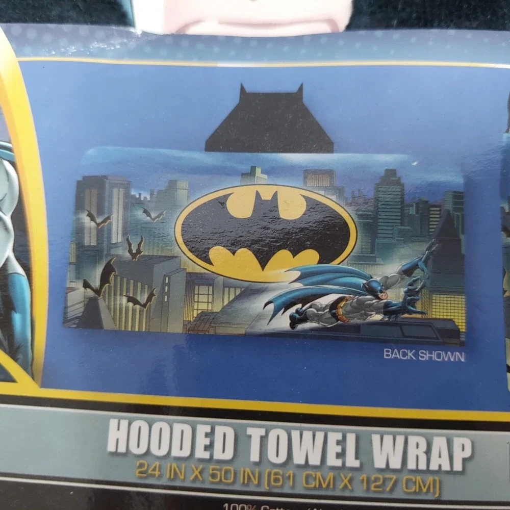 Batman Kids Hooded Towel Wrap 24x50 Black Streetwear Superhero Character Cape